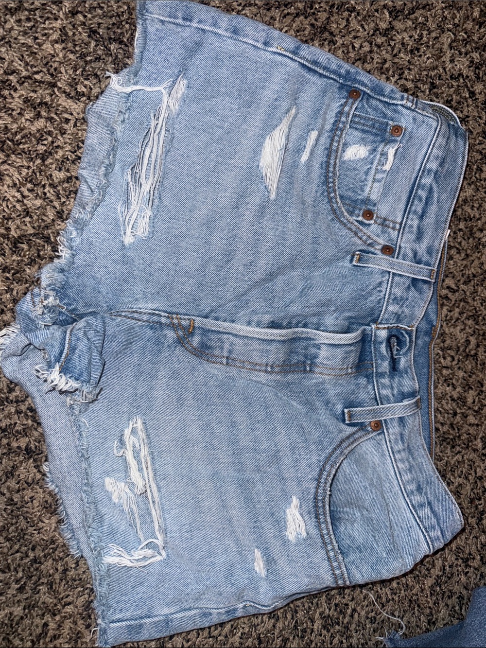Levi's Light Blue Distressed Cutoff Denim Shorts